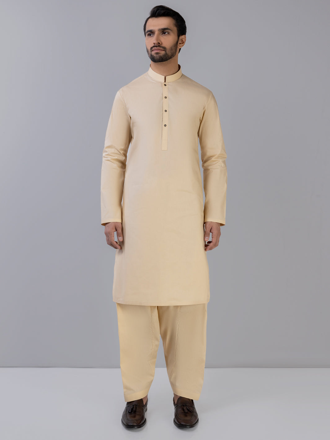 Biege Latha Unstitched Fabric | PMU 1025