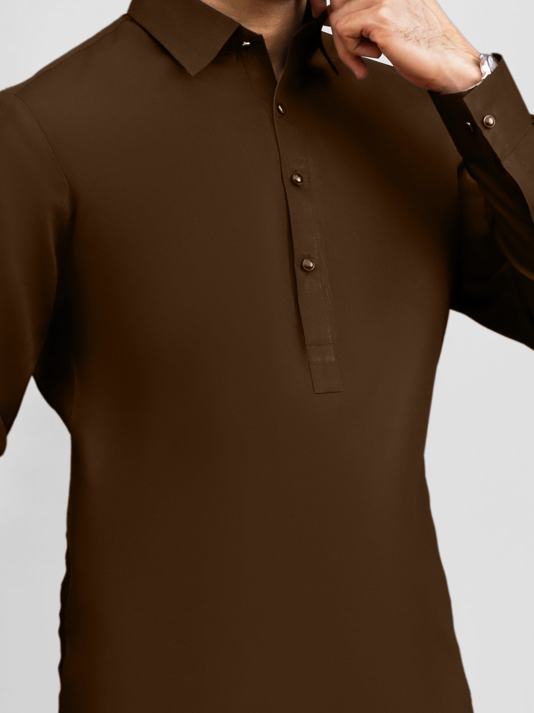 Brown Cotton Unstitched Fabric | PMU 1015
