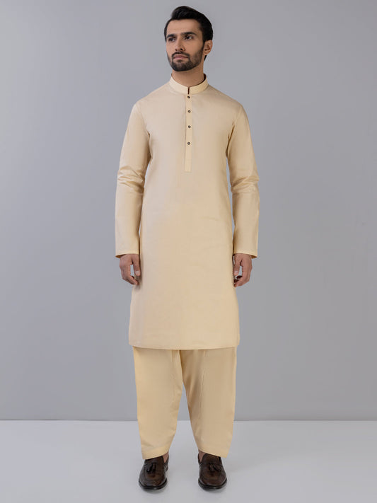 Biege Latha Unstitched Fabric | PMU 1025
