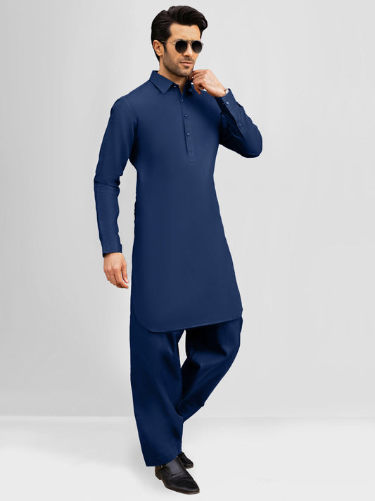 Blue Cotton Unstitched Fabric | PMU 1012
