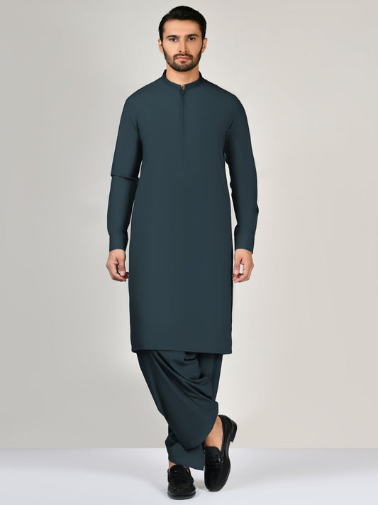 Aqua Blended Unstitched Fabric | PMU 1010