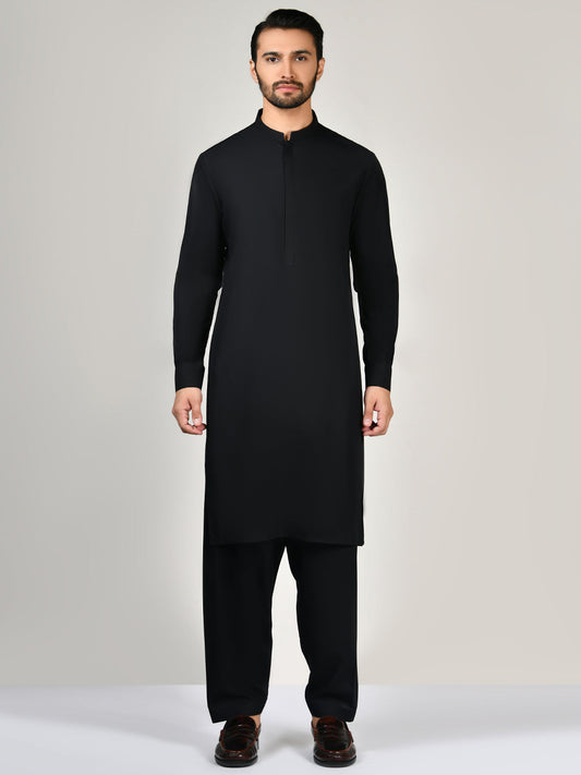 Black Blended Unstitched Fabric | PMU 1004