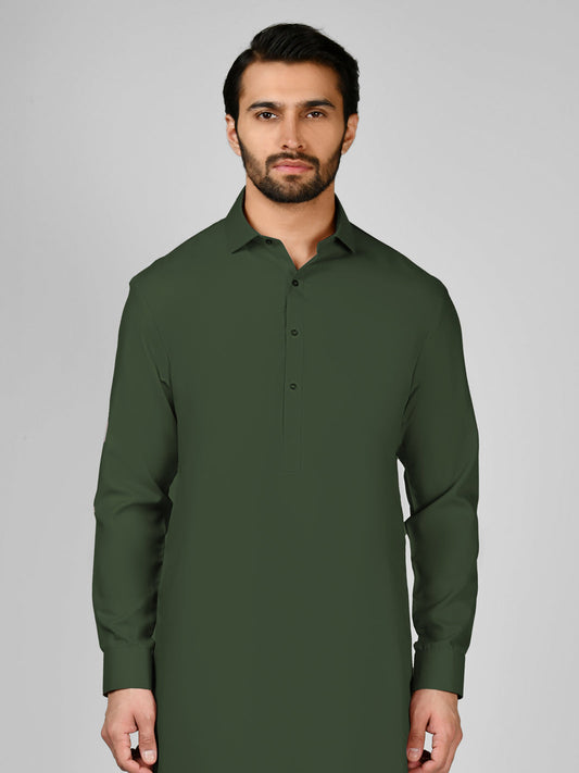 Green Blended Unstitched Fabrics | PMU 1001