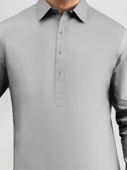 Grey Cotton Unstitched Fabric | PMU 1017