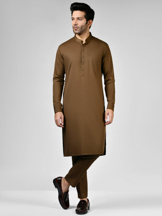 Brown Blended Unstitched Fabric | PMU 1009