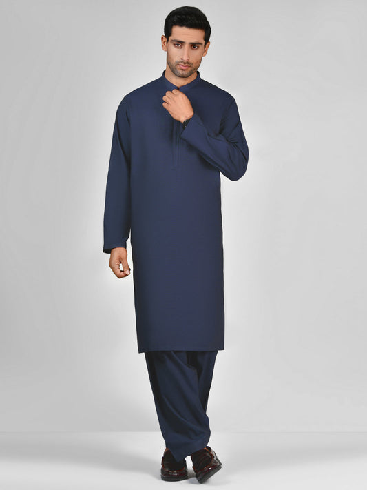 Blue Blended Unstitched Fabric | PMU 1005
