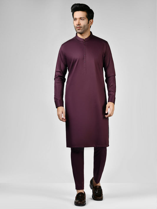 Plum Blended Unstitched Fabric | PMU 1006