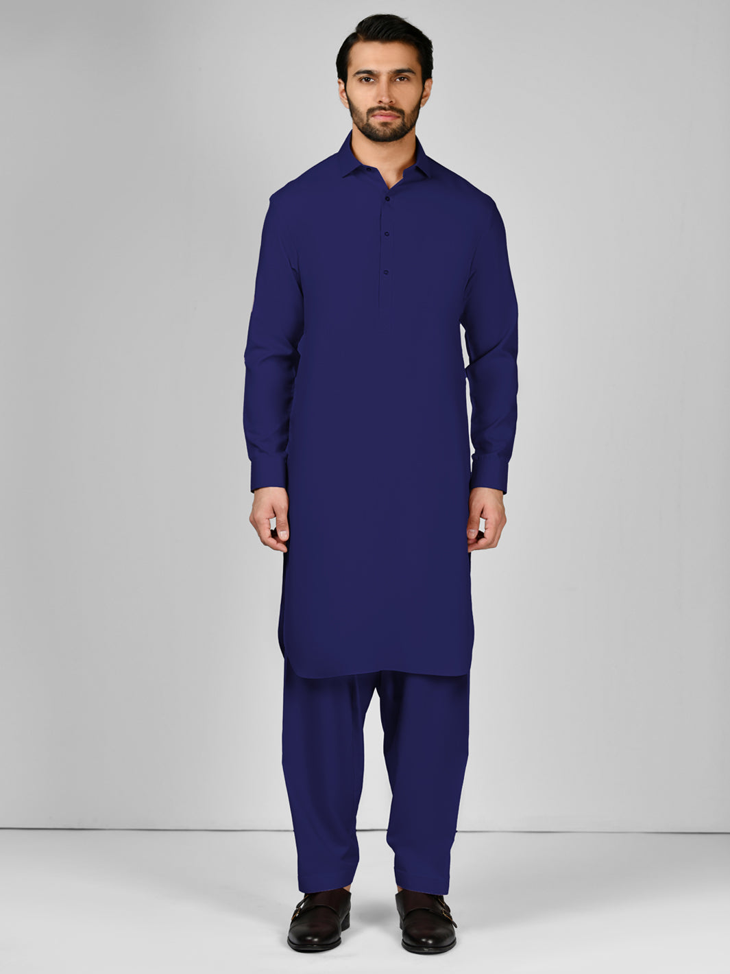 Blue Blended Unstitched Fabric | PMU 1003