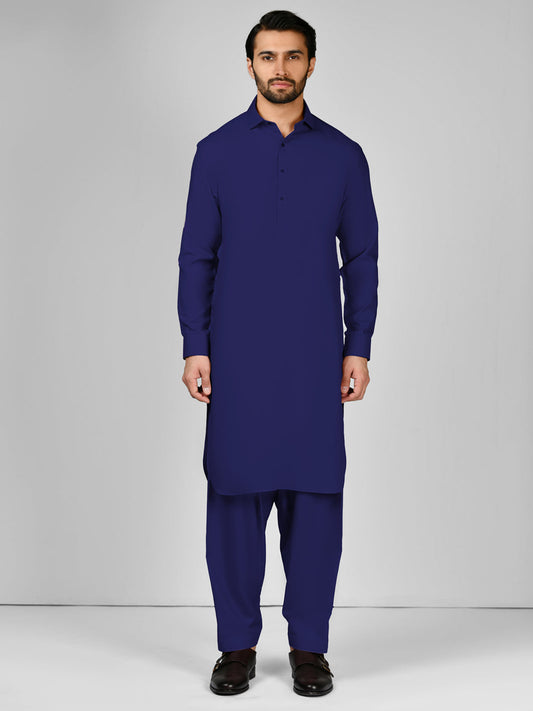 Blue Blended Unstitched Fabric | PMU 1003